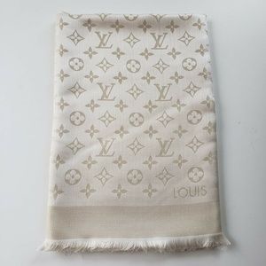 Louis Vuitton Monogram Shine Scarf Shawl - White